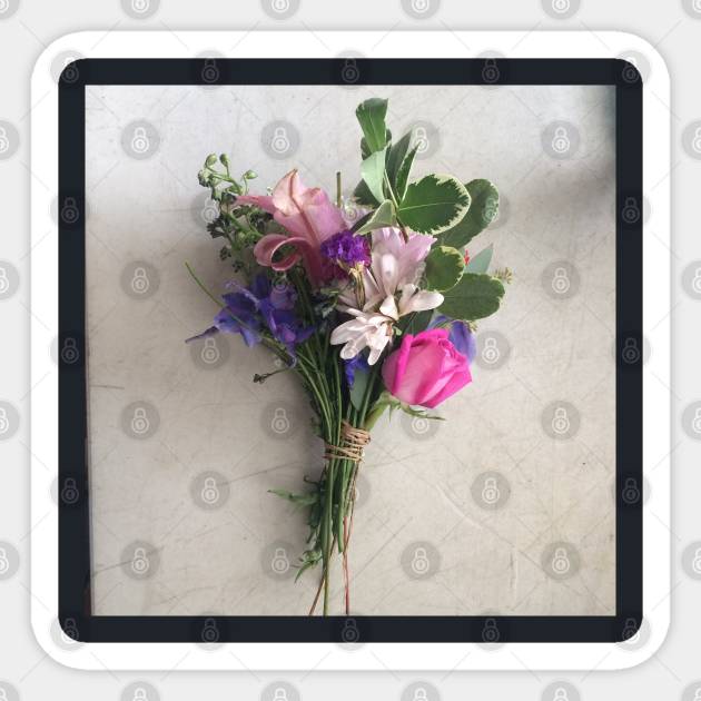 Bundle of Flowers with Pink Rose Sticker by Rose Thorn Designs